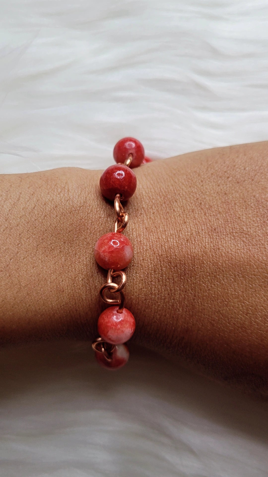 Red Dyed Quartzite Copper Bracelet