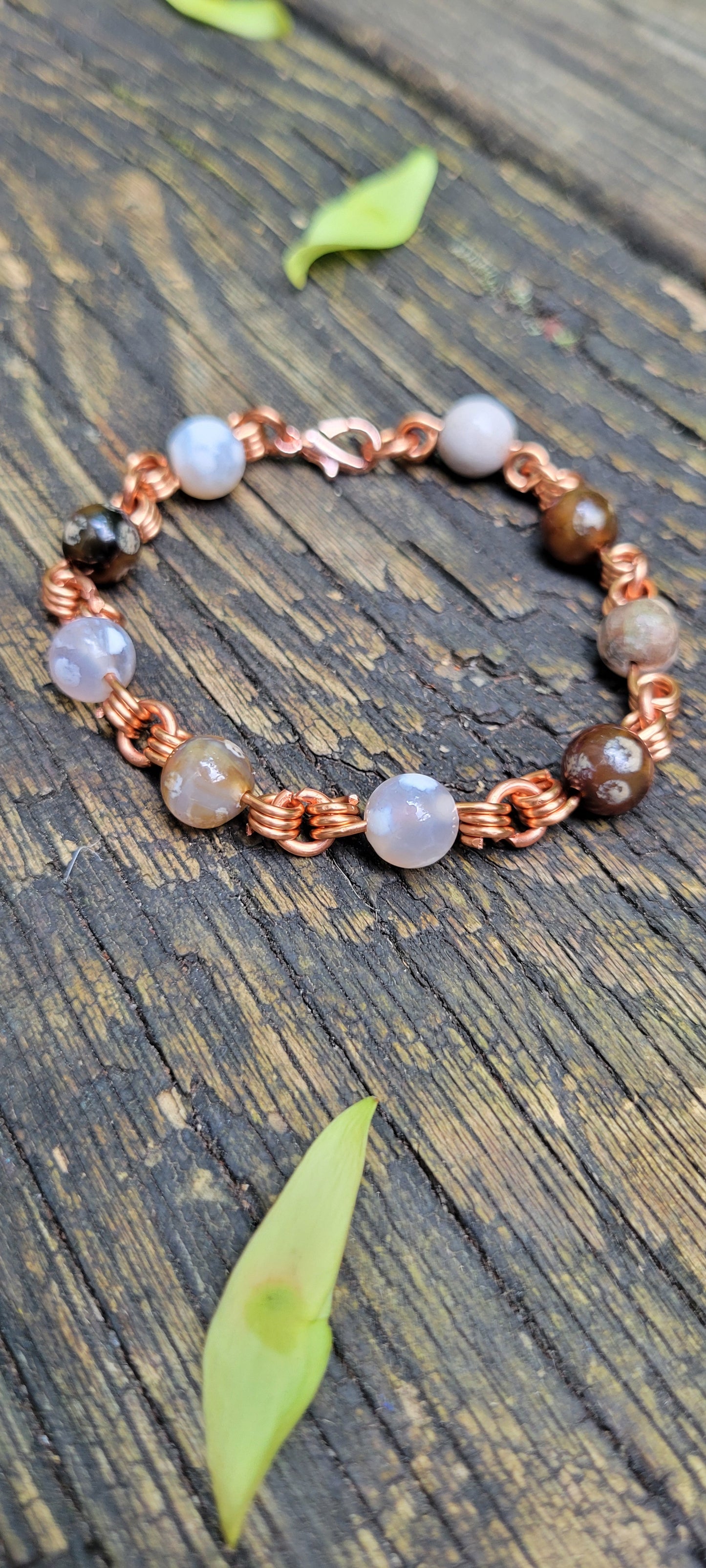 Fire Agate Copper Bracelet