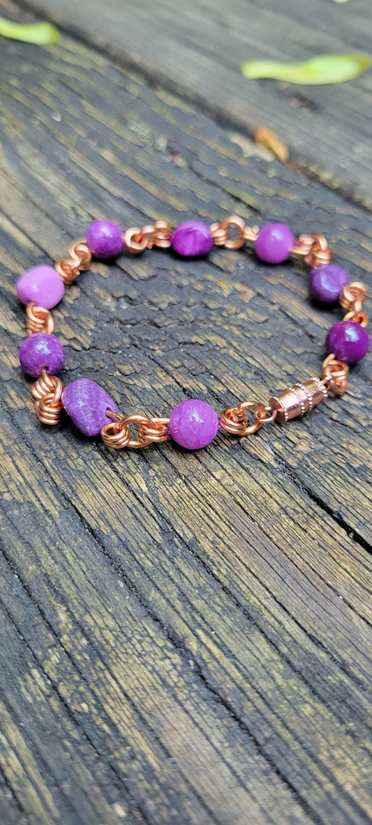 Purple Quartz Copper Bracelet