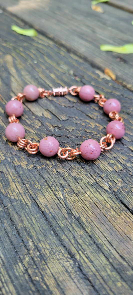 Rhodonite Stone Copper Bracelet