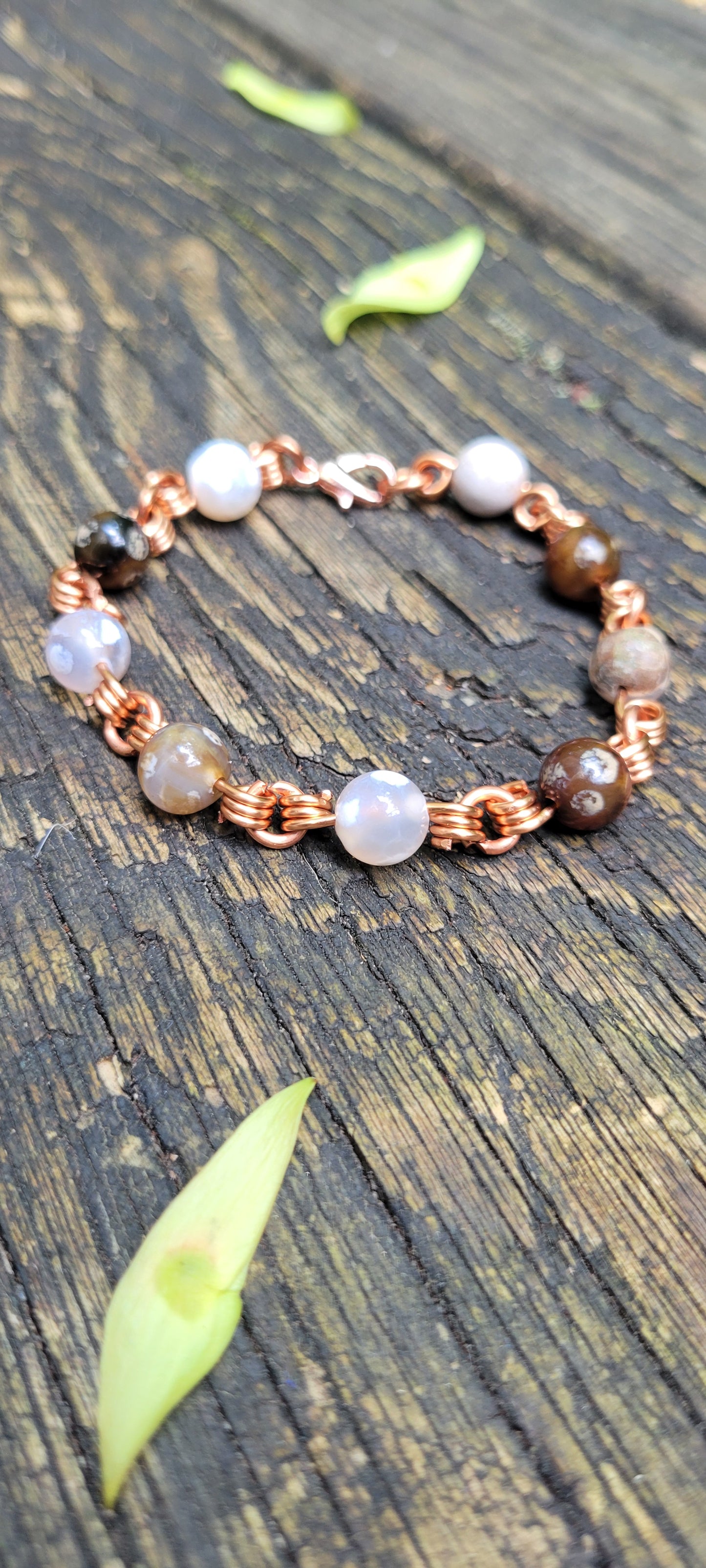 Fire Agate Copper Bracelet