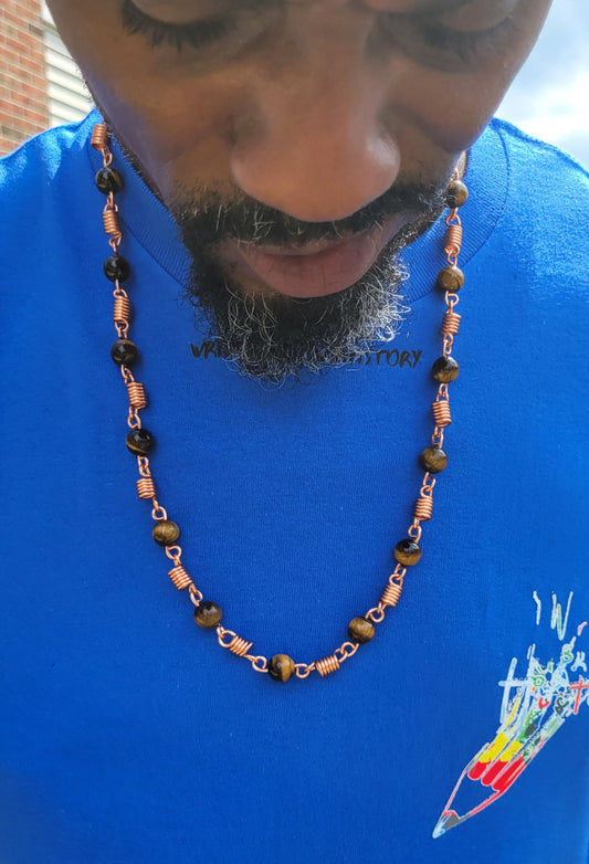 Tiger Eye Copper Link Neck Chain